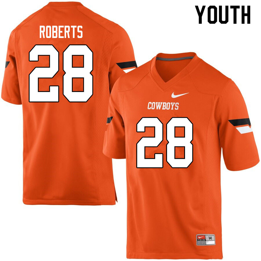 Youth #28 Walker Roberts Oklahoma State Cowboys College Football Jerseys Sale-Orange - Click Image to Close